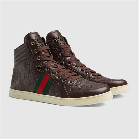 gucci sneakers men brown|gucci patent leather sneakers.